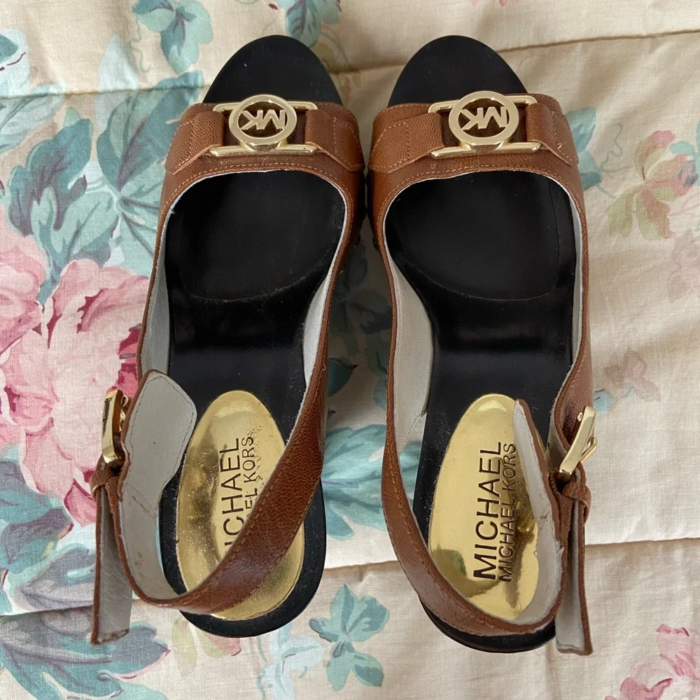 Michael Kors Brown Wedge Sandals - Picture 6 of 7